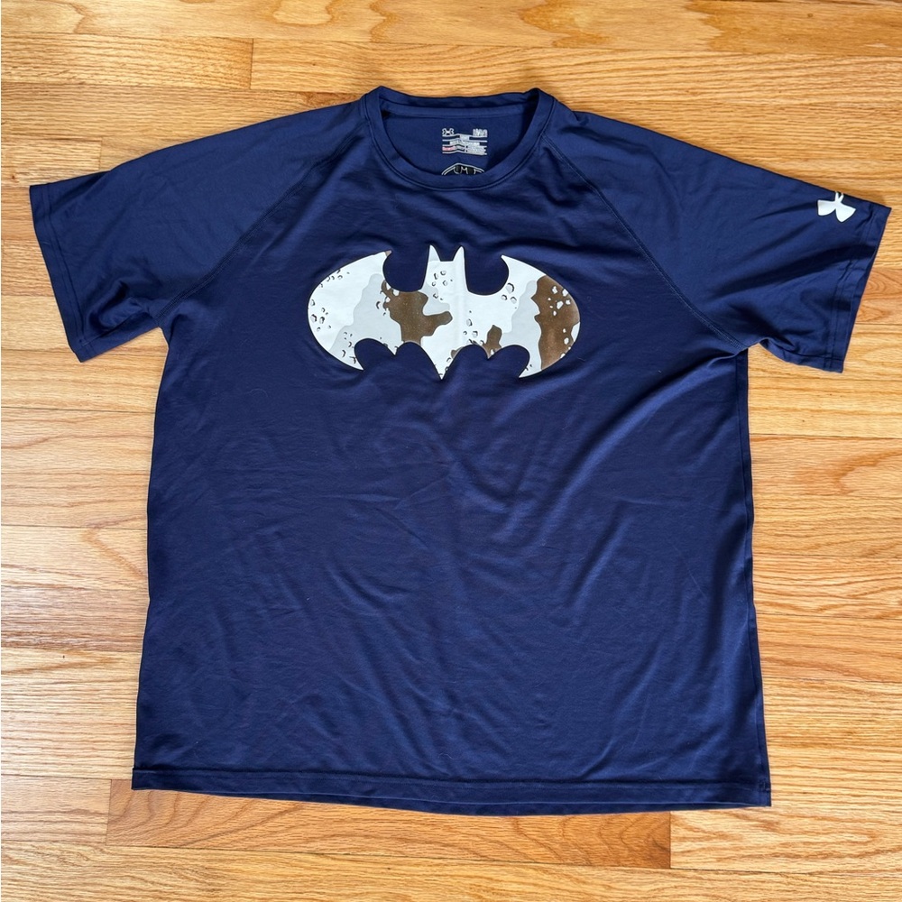 Under Armour Blue DC Comics Camo Batman Emblem Tee